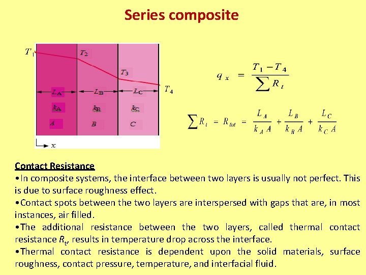 Series composite Contact Resistance • In composite systems, the interface between two layers is