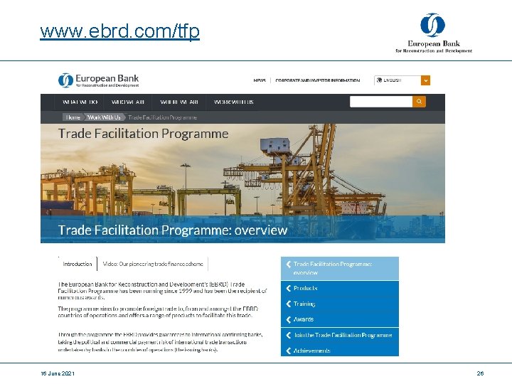 www. ebrd. com/tfp 16 June 2021 26 