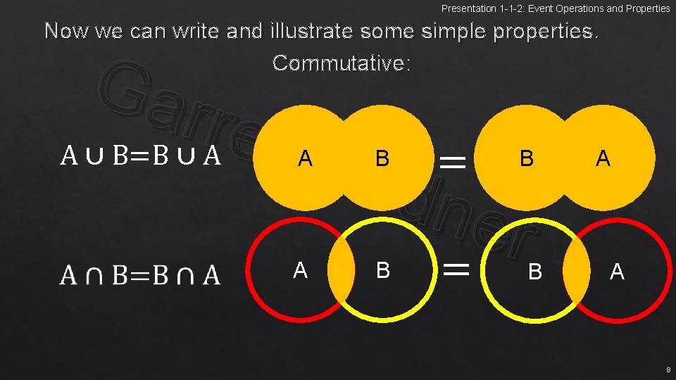 Presentation 1 -1 -2: Event Operations and Properties Now we can write and illustrate