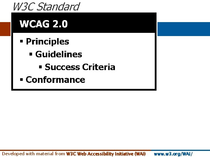Developed with material from W 3 C Web Accessibility Initiative (WAI) www. w 3.