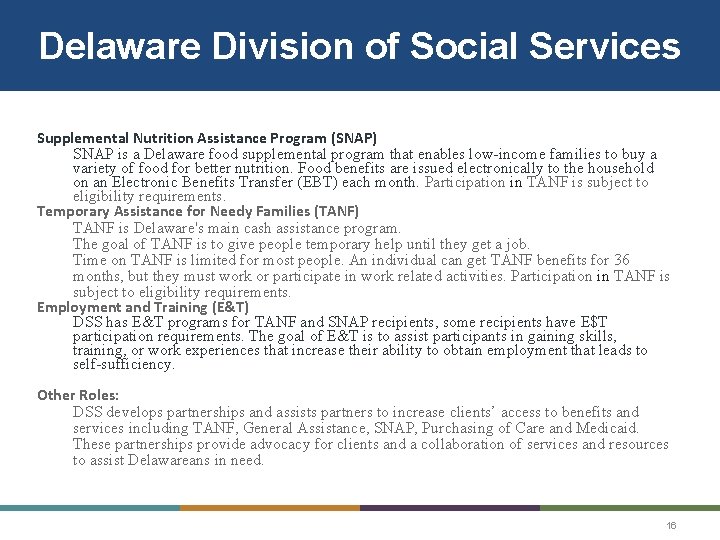 Delaware Division of Social Services Supplemental Nutrition Assistance Program (SNAP) SNAP is a Delaware Delaware Division of Social Services Supplemental Nutrition Assistance Program (SNAP) SNAP is a Delaware