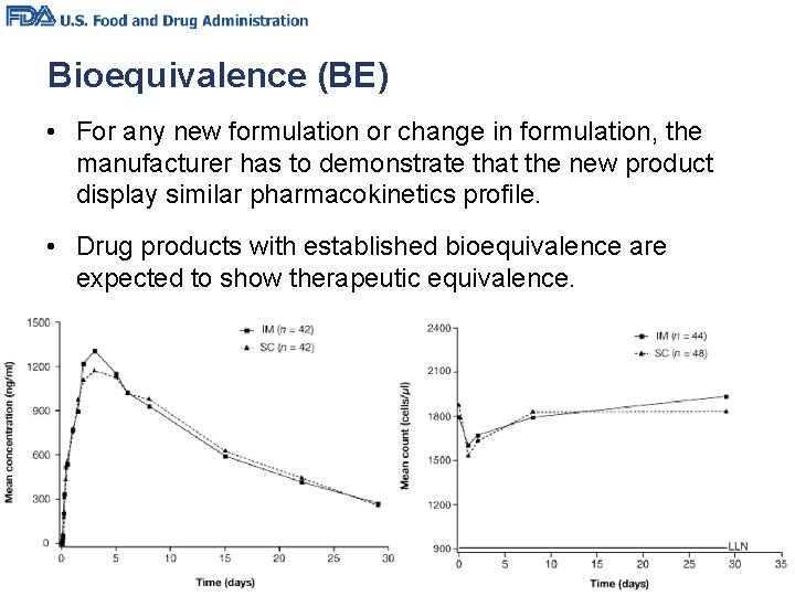 Bioequivalence (BE) • For any new formulation or change in formulation, the manufacturer has