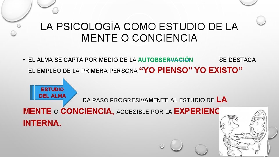 LA PSICOLOGÍA COMO ESTUDIO DE LA MENTE O CONCIENCIA • EL ALMA SE CAPTA