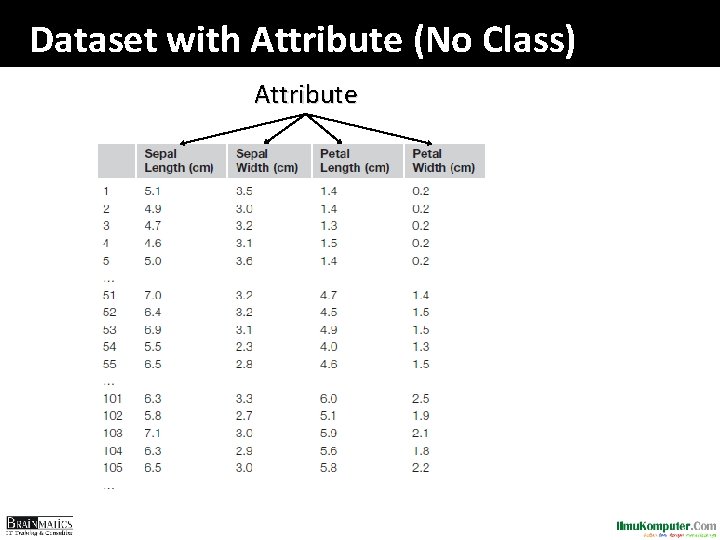 Dataset with Attribute (No Class) Attribute 