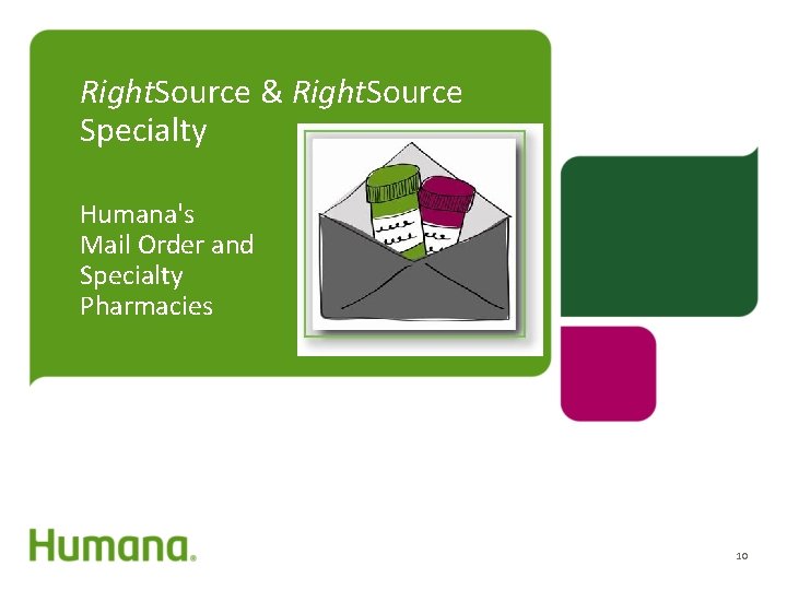 Right. Source & Right. Source Specialty Humana's Mail Order and Specialty Pharmacies 10 