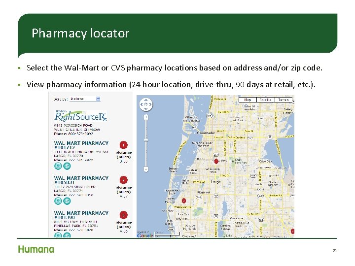 Pharmacy locator § Select the Wal-Mart or CVS pharmacy locations based on address and/or