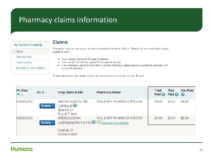 Pharmacy claims information 23 