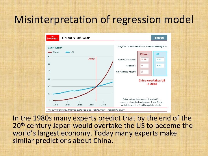 Misinterpretation of regression model In the 1980 s many experts predict that by the