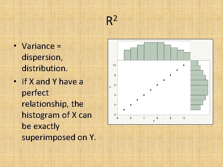 R 2 • Variance = dispersion, distribution. • If X and Y have a