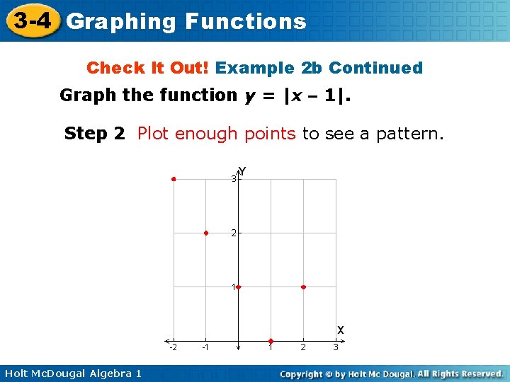 3 -4 Graphing Functions Check It Out! Example 2 b Continued Graph the function