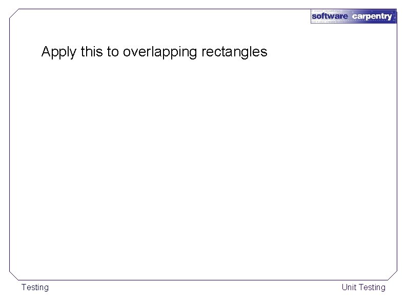 Apply this to overlapping rectangles Testing Unit Testing 