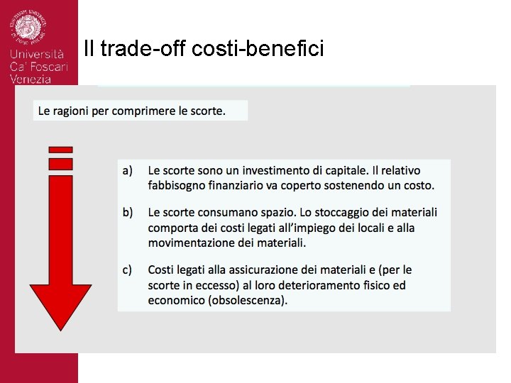 Il trade-off costi-benefici 