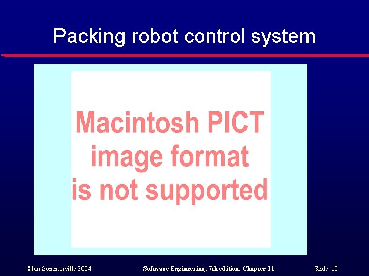 Packing robot control system ©Ian Sommerville 2004 Software Engineering, 7 th edition. Chapter 11