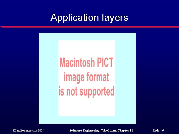 Application layers ©Ian Sommerville 2004 Software Engineering, 7 th edition. Chapter 11 Slide 46