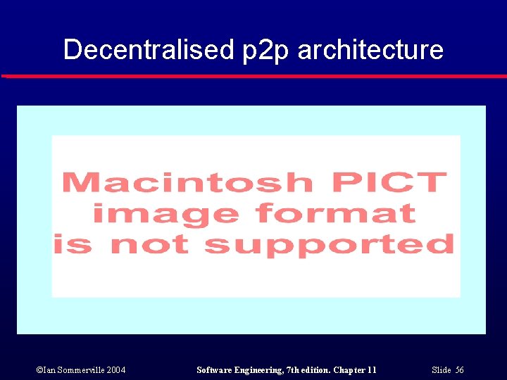 Decentralised p 2 p architecture ©Ian Sommerville 2004 Software Engineering, 7 th edition. Chapter