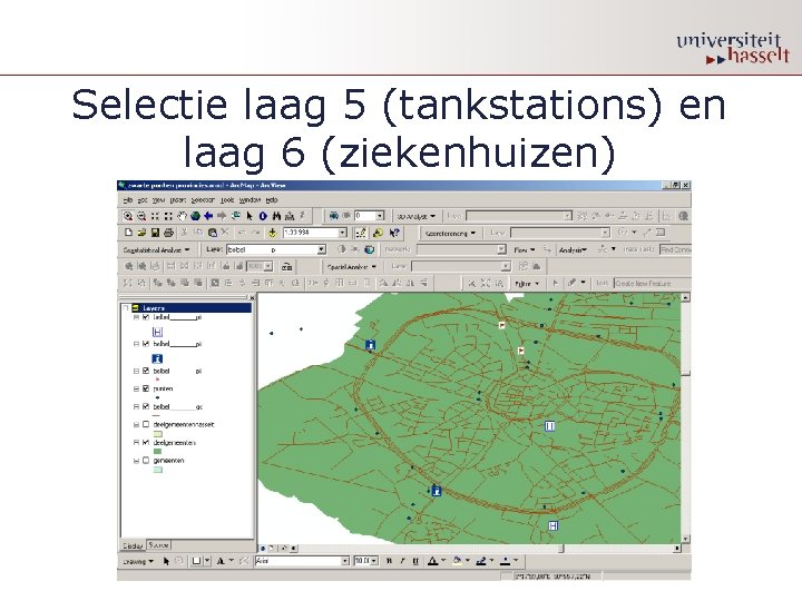 Selectie laag 5 (tankstations) en laag 6 (ziekenhuizen) 