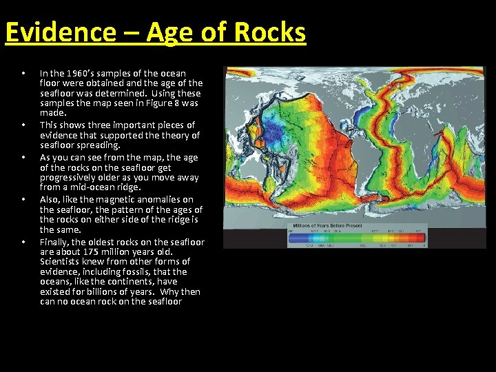 Evidence – Age of Rocks • • • In the 1960’s samples of the