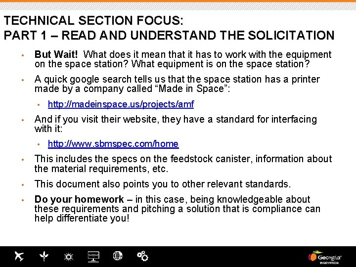 TECHNICAL SECTION FOCUS: PART 1 – READ AND UNDERSTAND THE SOLICITATION • But Wait! TECHNICAL SECTION FOCUS: PART 1 – READ AND UNDERSTAND THE SOLICITATION • But Wait!