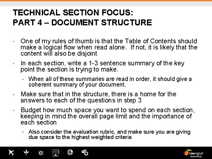TECHNICAL SECTION FOCUS: PART 4 – DOCUMENT STRUCTURE • One of my rules of TECHNICAL SECTION FOCUS: PART 4 – DOCUMENT STRUCTURE • One of my rules of
