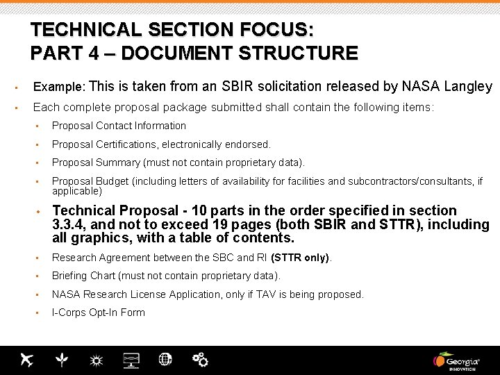 TECHNICAL SECTION FOCUS: PART 4 – DOCUMENT STRUCTURE • Example: This is taken from TECHNICAL SECTION FOCUS: PART 4 – DOCUMENT STRUCTURE • Example: This is taken from