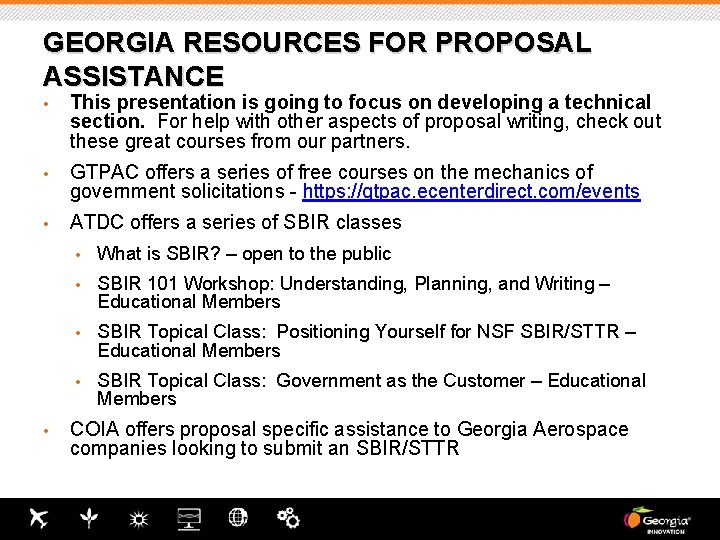 GEORGIA RESOURCES FOR PROPOSAL ASSISTANCE • This presentation is going to focus on developing GEORGIA RESOURCES FOR PROPOSAL ASSISTANCE • This presentation is going to focus on developing