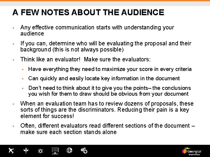 A FEW NOTES ABOUT THE AUDIENCE • Any effective communication starts with understanding your A FEW NOTES ABOUT THE AUDIENCE • Any effective communication starts with understanding your