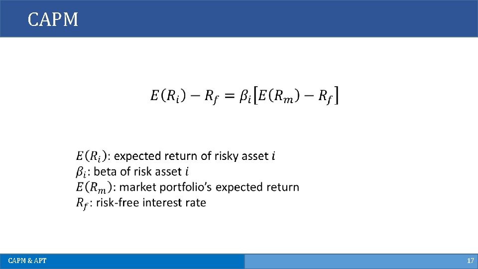 CAPM & APT 17 