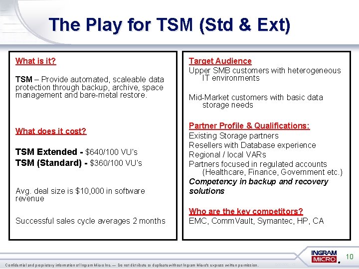 The Play for TSM (Std & Ext) What is it? TSM – Provide automated,