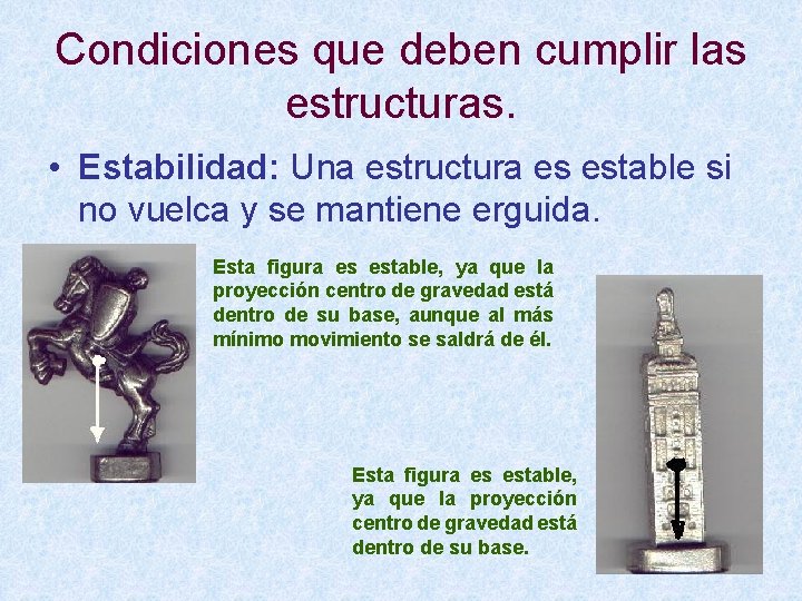 Condiciones que deben cumplir las estructuras. • Estabilidad: Una estructura es estable si no