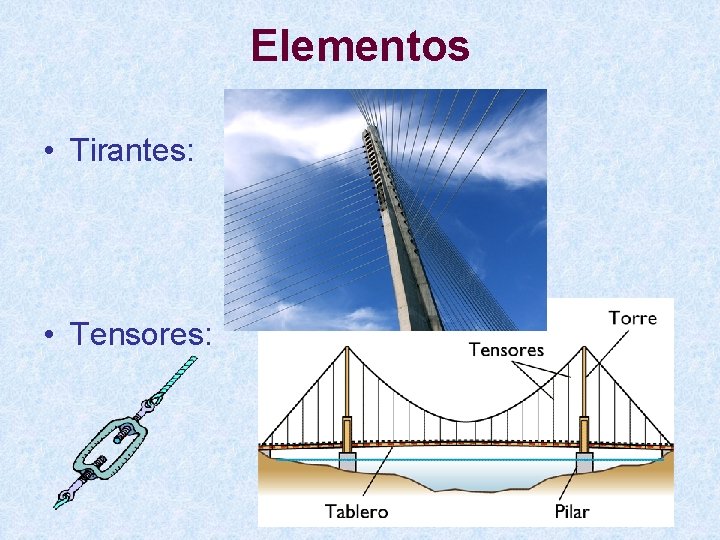 Elementos • Tirantes: • Tensores: 