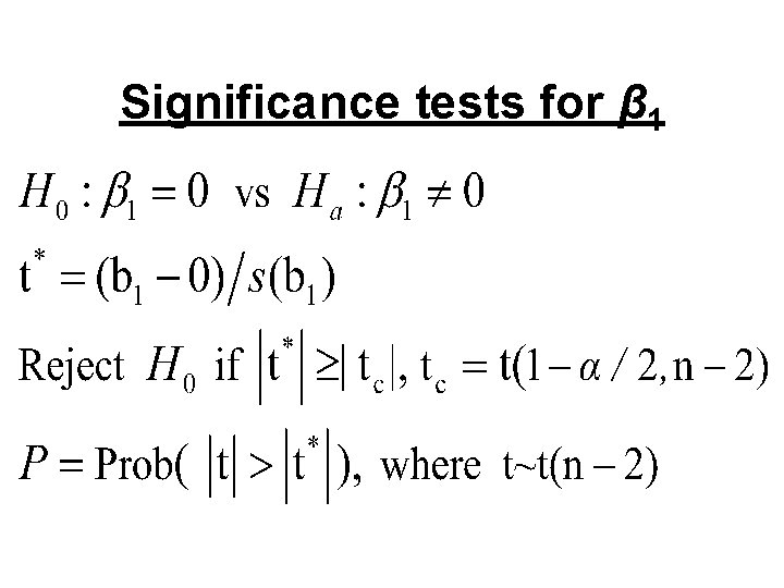 Significance tests for β 1 