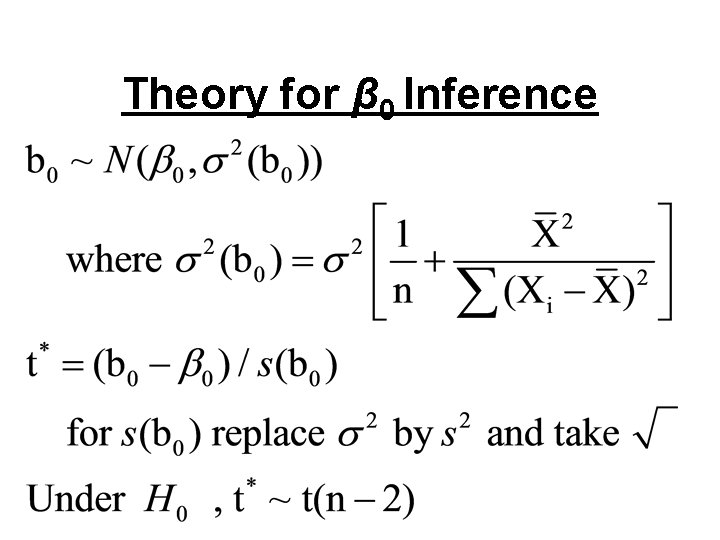 Theory for β 0 Inference 