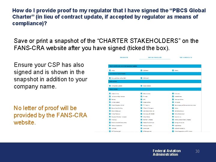 How do I provide proof to my regulator that I have signed the “PBCS