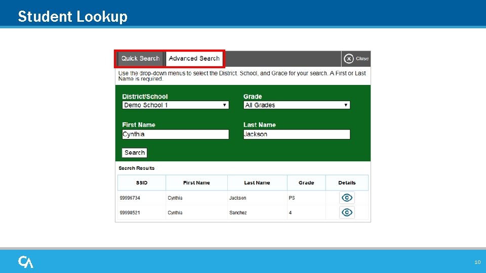 Student Lookup 10 