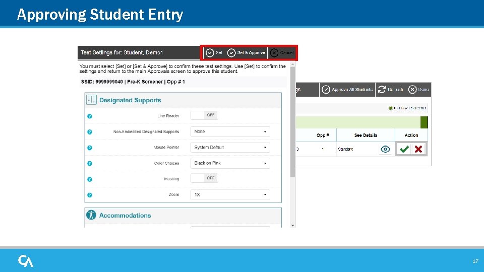 Approving Student Entry 17 