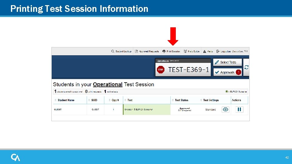 Printing Test Session Information 42 