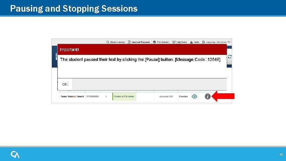 Pausing and Stopping Sessions 45 