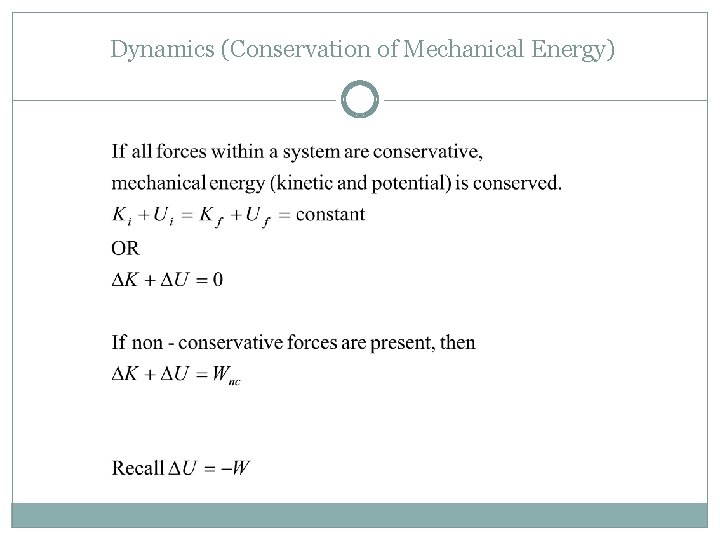 Dynamics (Conservation of Mechanical Energy) 