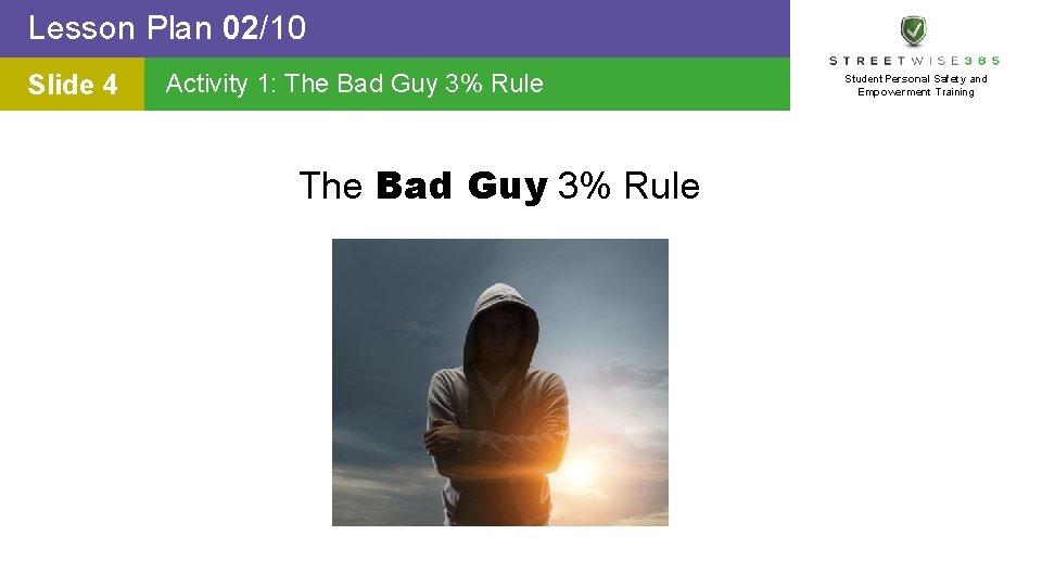 Lesson Plan 02/10 Slide 4 Activity 1: The Bad Guy 3% Rule Student Personal