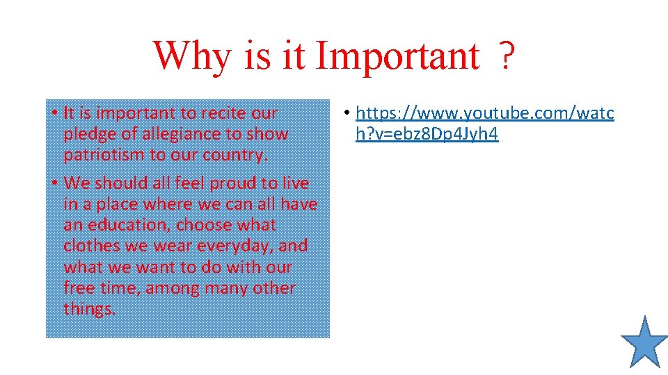 Why is it Important ? • It is important to recite our pledge of Why is it Important ? • It is important to recite our pledge of