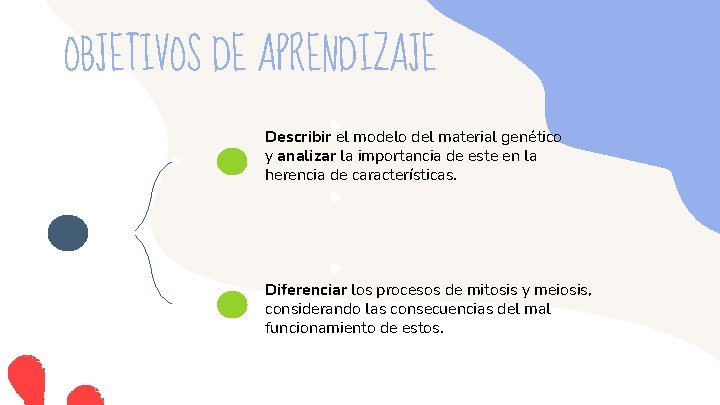 OBJETIVOS DE APRENDIZAJE Describir el modelo del material genético y analizar la importancia de