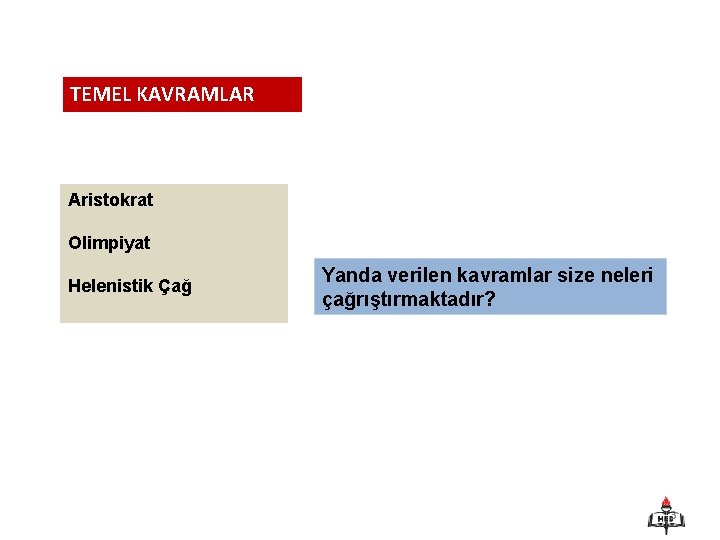 TEMEL KAVRAMLAR Aristokrat Olimpiyat Helenistik Çağ Yanda verilen kavramlar size neleri çağrıştırmaktadır? 3 