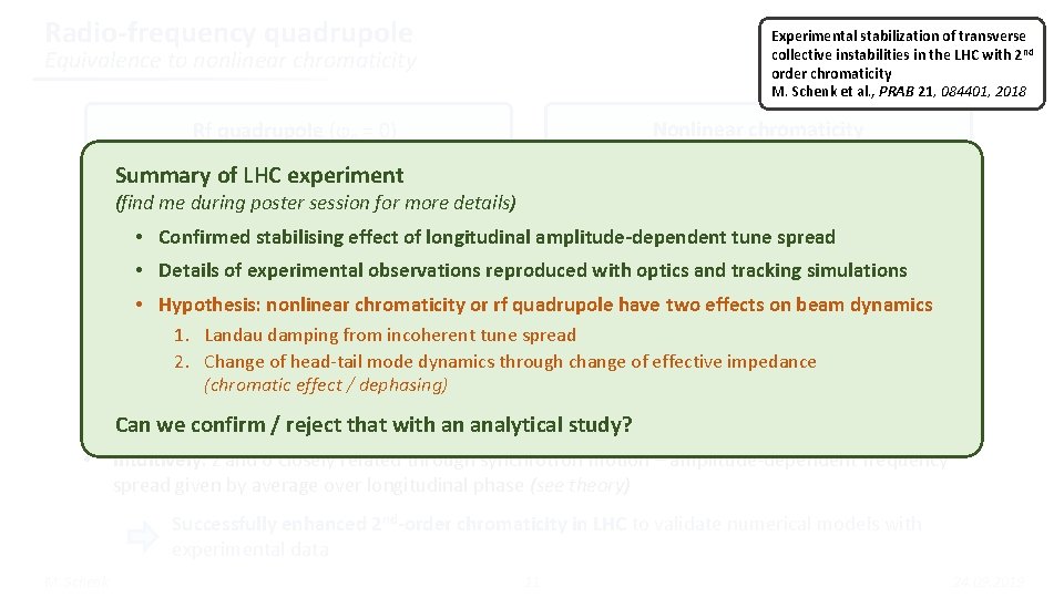 Radio-frequency quadrupole Experimental stabilization of transverse collective instabilities in the LHC with 2 nd Radio-frequency quadrupole Experimental stabilization of transverse collective instabilities in the LHC with 2 nd