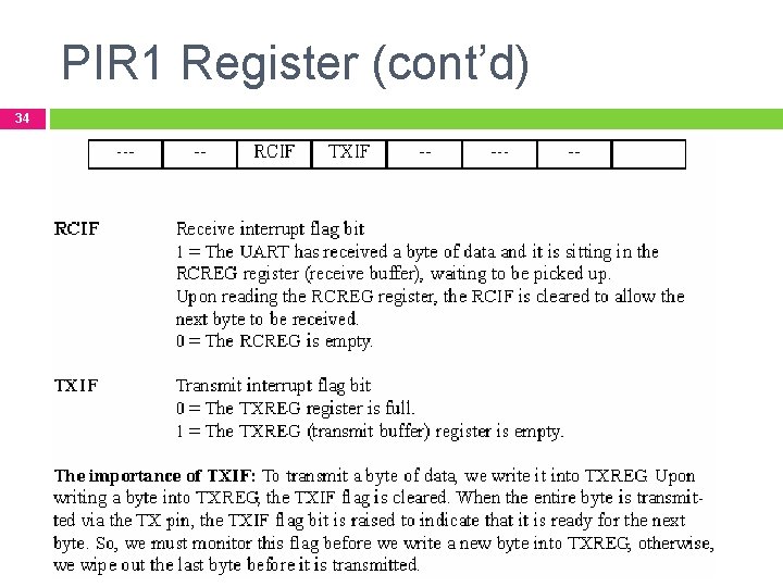 PIR 1 Register (cont’d) 34 