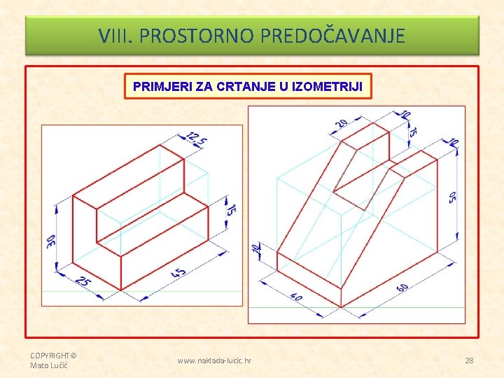 VIII. PROSTORNO PREDOČAVANJE PRIMJERI ZA CRTANJE U IZOMETRIJI COPYRIGHT© Mato Lučić www. naklada-lucic. hr