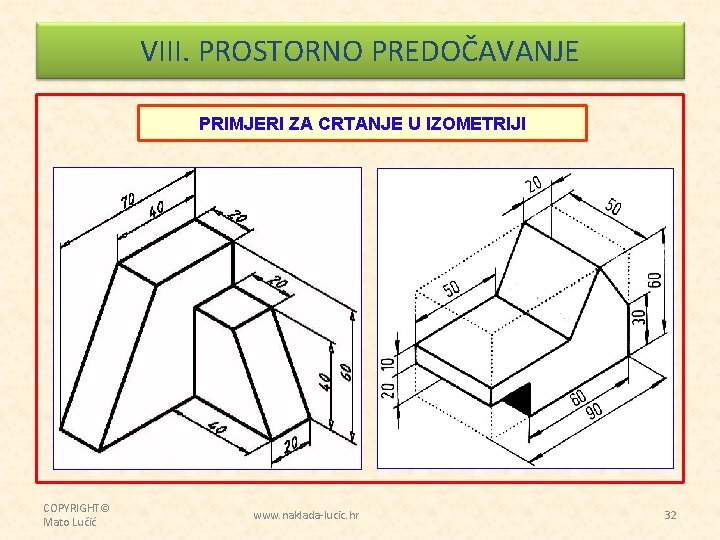 VIII. PROSTORNO PREDOČAVANJE PRIMJERI ZA CRTANJE U IZOMETRIJI COPYRIGHT© Mato Lučić www. naklada-lucic. hr