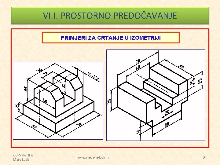 VIII. PROSTORNO PREDOČAVANJE PRIMJERI ZA CRTANJE U IZOMETRIJI COPYRIGHT© Mato Lučić www. naklada-lucic. hr