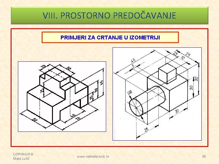 VIII. PROSTORNO PREDOČAVANJE PRIMJERI ZA CRTANJE U IZOMETRIJI COPYRIGHT© Mato Lučić www. naklada-lucic. hr