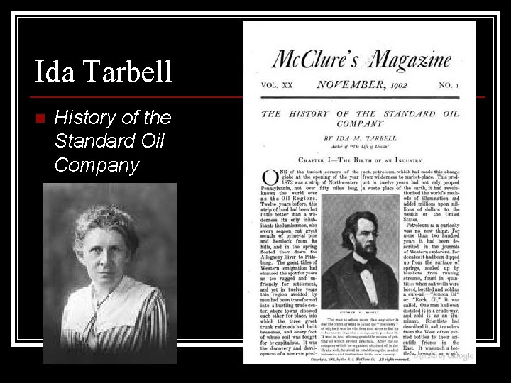 Ida Tarbell n History of the Standard Oil Company 