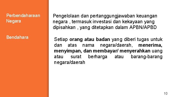 Perbendaharaan Negara Pengelolaan dan pertanggungjawaban keuangan negara , termasuk investasi dan kekayaan yang dipisahkan Perbendaharaan Negara Pengelolaan dan pertanggungjawaban keuangan negara , termasuk investasi dan kekayaan yang dipisahkan